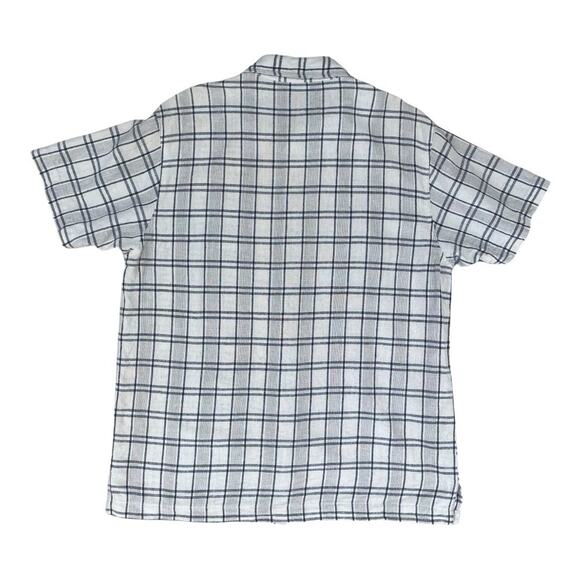 Vintage Matsuda 90’s/Y2K Checked Ivory Blue Grey Linen Shirt Medium - Picture 2 of 5